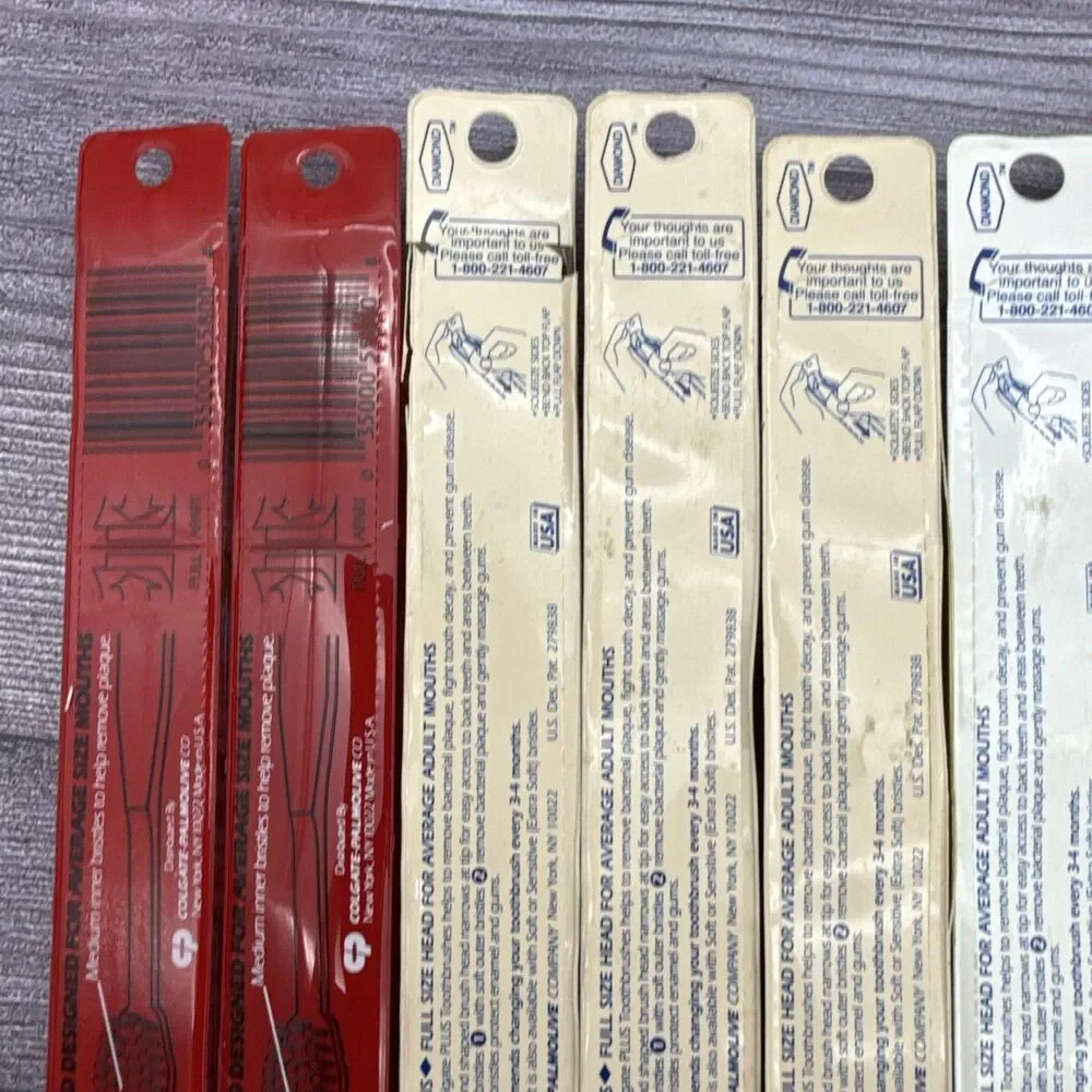 12 Vintage Colgate Plus Toothbrush Diamond 1 Shaped Full Head Medium Bristles